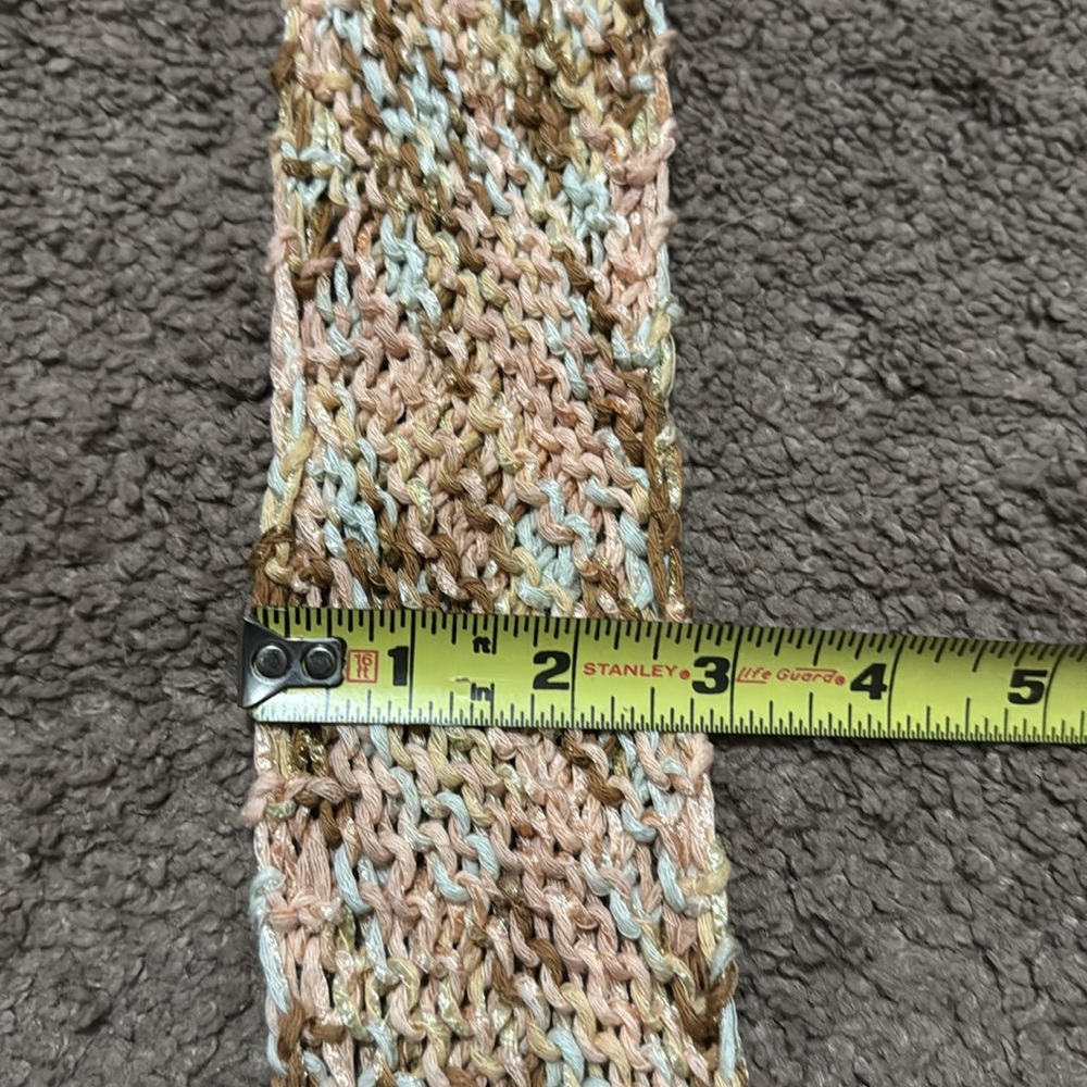 Handmade Scarf NWT Cotton/Nylon Blend-Tan/Brown/Peach/Pale Blue - Picture 8 of 11